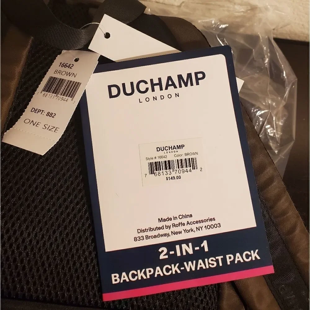 Duchamp Backpack & Belt Bag 2-Piece Set in Brown - NEW